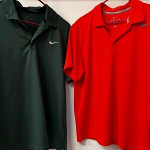 2 Nike Men's Dri-FIT Polo Shirt - orange and dark green